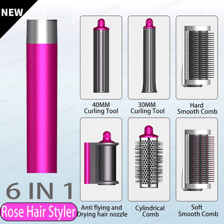 SenCiciMen 6 in 1 Professional Hot Air Styler Negative Ion Multi Hair Styler Set for Auto Curling Hair Styling Tools For Fast Drying, Curling, Volumizing &  Smooth Best Gift for Women