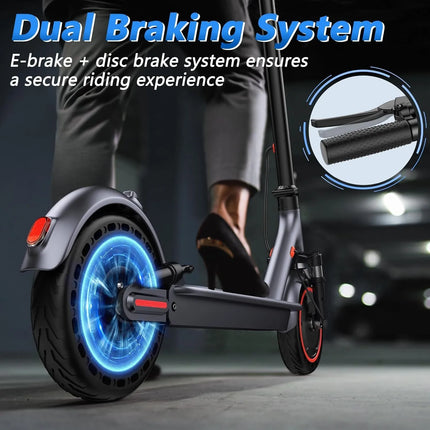 AOVOPRO LP10 Scooter elettrico a doppia assorbimento degli urti 35KM 10 pollici 35KM/H Velocità massima Cruise Control Luce a LED Monopattino elettrico