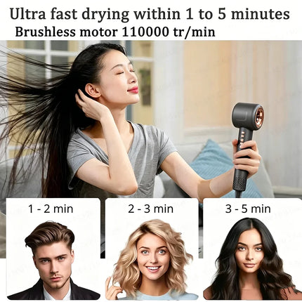 Super Hair Dryer Professional Leafless Hairdryer Hair Care Styling Negative Ion Electric Hair Dryers 3 Airflow Speed Settings