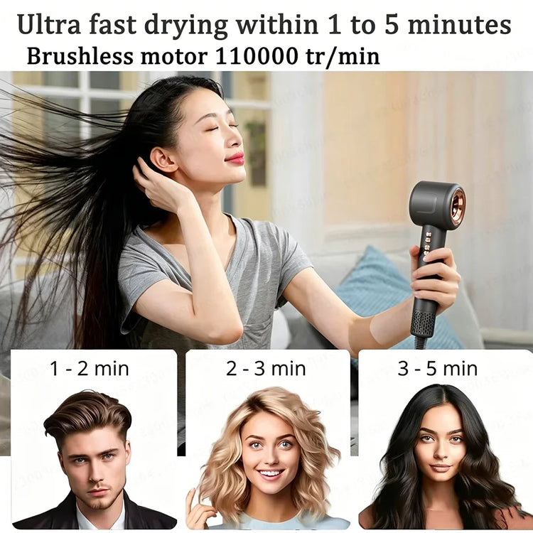 Super Hair Dryer Professional Leafless Hairdryer Hair Care Styling Negative Ion Electric Hair Dryers 3 Airflow Speed Settings