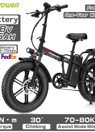 DEEPOWER G23 Bici Elettrica Pieghevole per Adulti, Motore ad Alta Coppia 90N·m, Batteria LG 48V 35Ah, Freni a Disco Meccanici, Pneumatici Fat 20×4.0, E-Bike Fuoristrada a Lunga Autonomia