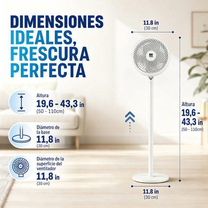 Ventilatore a piantana, ventilatore per la circolazione dell'aria, tre livelli di velocità regolabili, altezza regolabile, funzionamento super silenzioso