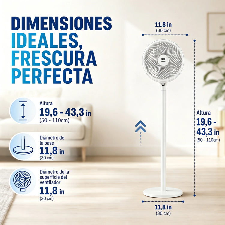 Ventilatore a piantana, ventilatore per la circolazione dell'aria, tre livelli di velocità regolabili, altezza regolabile, funzionamento super silenzioso