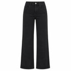 Women's High-Waisted Wide-Leg Black Jeans, Dark Wash, Comfortable Fit, Stylish Casual Streetwear, Trendy Vintage Cut, Loose-Fit Pants That Slim the Figure, Ideal for Outings, Leisure, and Daily Wear Fx1338-1