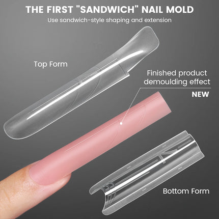 Original YOKEFELLOW Sandwich Dual Nail Form Short Stiletto Nail Extension Form 240pcs Top Form Bottom Form For Quick Nail Extensions IM222