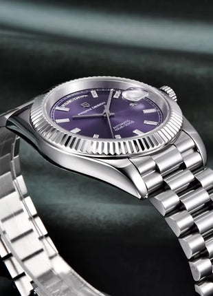 Nuovo Orologio Meccanico Automatico PAGANI DESIGN DD40 2026 per Uomo, Quadrante Viola, Data, Vetro Zaffiro AR, Impermeabile, Sportivo, in Acciaio Inossidabile, Regalo per Uomo
