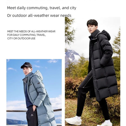 Kelme Long Down Men Winter Jacket Hooded Warm Windproof Couple Camping Equipment Paragraph Down Coat Jacket Women Утепленный