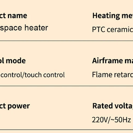 Electric Heater 2000W Heating Fans Portable PTC Fan Heater Electric Space Heater Household Hot Air Blower Electric Warmer with Remote Control