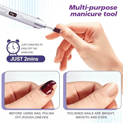 Cordless Nail Drill Electric Nail File Kit, Rechargeable Efile Set, Portable Acrylic Gel Nail Polish Remover Machine, Pedicure Manicure Tool, 11 Bits, 6 Sanding Bands, Salon Home