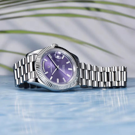 Nuovo Orologio Meccanico Automatico PAGANI DESIGN DD40 2026 per Uomo, Quadrante Viola, Data, Vetro Zaffiro AR, Impermeabile, Sportivo, in Acciaio Inossidabile, Regalo per Uomo
