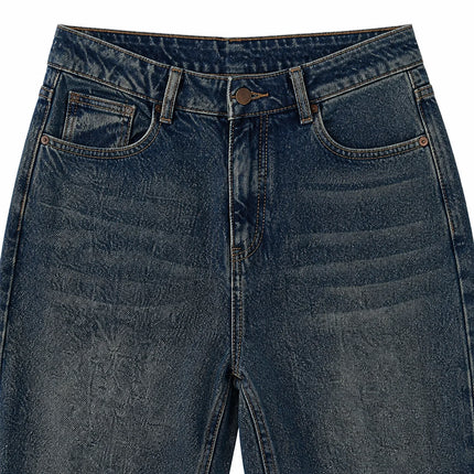 Dark Blue Denim Barrel Wide Leg woman Jeans High Waist Loose Fit Vintage Wash Casual Streetwear Shaped Stitching trousers Maximum Comfort Urban Look daily outings and trending outfits YW1847