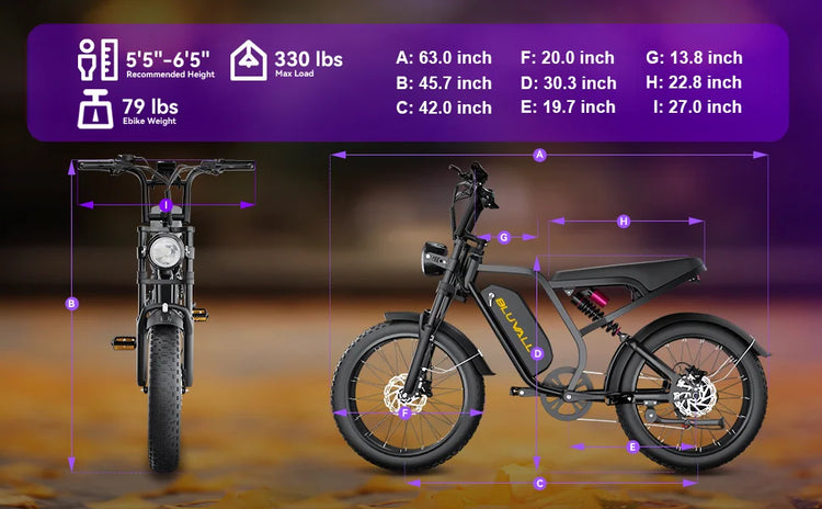 Bicicletta Elettrica DEEPOWER SU8 per Tutti i Terreni, Motore Brushless ad Alte Prestazioni da 1500W, Batteria Rimovibile ad Alte Prestazioni da 52V 20Ah, Bici Elettrica per Adulti con Freni Idraulici a 7 Velocità, Doppia So