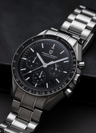 PAGANI DESIGN 2026 Nuova Serie Planetaria Saturno Orologio al Quarzo di Lusso Color Sabbia Chiaro da Uomo, Cronografo Sportivo Veloce con Vetro Zaffiro AR, Spedizione Locale nell'UE