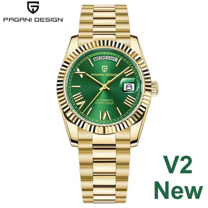 Nuovo Orologio da Uomo di Lusso PAGANI DESIGN add36 Dorato 2026, Orologio Meccanico Automatico con Vetro Zaffiro AR Protettivo, Cassa in Acciaio Inossidabile, Datario, da Polso