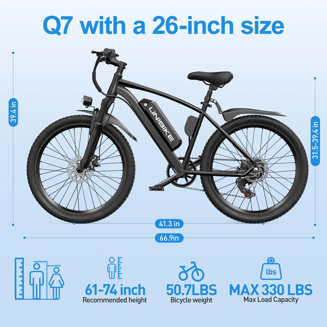 Aairsk Q7 Electric Bicycle with 250W Motor, 36V 10Ah Removable Battery, 25 km/h Max Speed, Dual Suspension, and 45-75 km Range per Charge. Electric Bicycle for Adults.