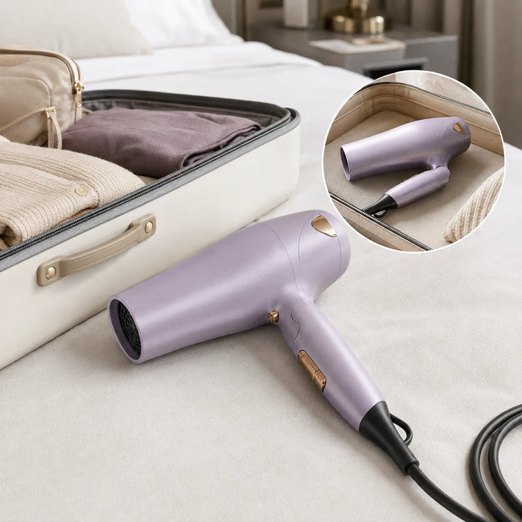 Professional Foldable Travel Hair Dryer 2000W, 3 Temperature and 2 Speed Levels, Hot and Cold Air, Compact Ergonomic Design, 220-240V Voltage for Home and Vacation, Model G-608