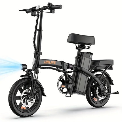 URLIFE F1L 500W Bici Elettrica Pieghevole da 14 Pollici, 48V 7.5Ah, Ricarica Rapida, 40KM, Sospensione Idraulica, Doppio Freno a Disco, Bici Elettrica per Pendolari