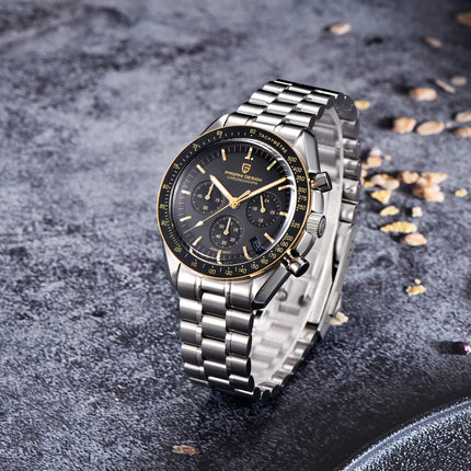 PAGANI DESIGN Serie Planetaria Saturn Light Tan Orologio al Quarzo da Uomo Cronografo Veloce con Vetro Zaffiro AR Orologio da Polso Uomo Novità 2026