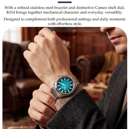 AddiesKin K014 Mechanical Watch for Men ST2130 Automatic Movement (ETA 2824 Compatible) 40mm Stainless Steel Case Cameo Shell