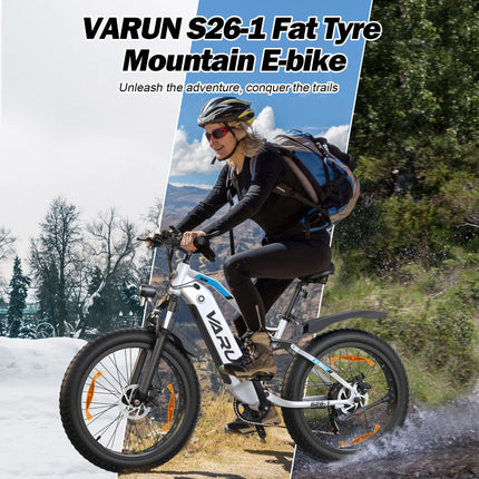 Bicicletta Elettrica per Adulti Varun S26-1, E-bike da Montagna, Batteria 48V 16Ah, Fatbike 26'', Bicicletta Elettrica da Strada