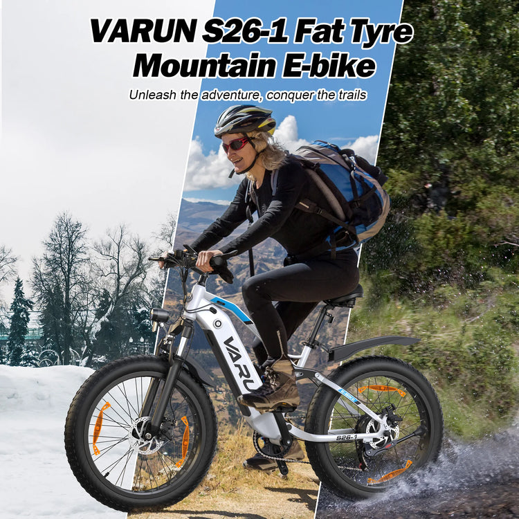 Bicicletta Elettrica per Adulti Varun S26-1, E-bike da Montagna, Batteria 48V 16Ah, Fatbike 26'', Bicicletta Elettrica da Strada
