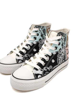 Soraia Shoes Women's sneakers, Classic Canvas Sneakers, Original soraia style, Canvas Tennis with pasley Print, Canvas Tennis, Conventional Sole, Canvas sneakers with Ankle and Cordon PlatiNum