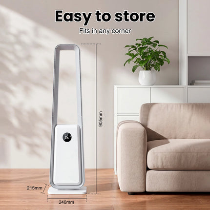 Ventilatore 3-in-1 con opzioni selezionabili: DC con luce, DC senza luce o AC; modalità naturale, normale e sleep.