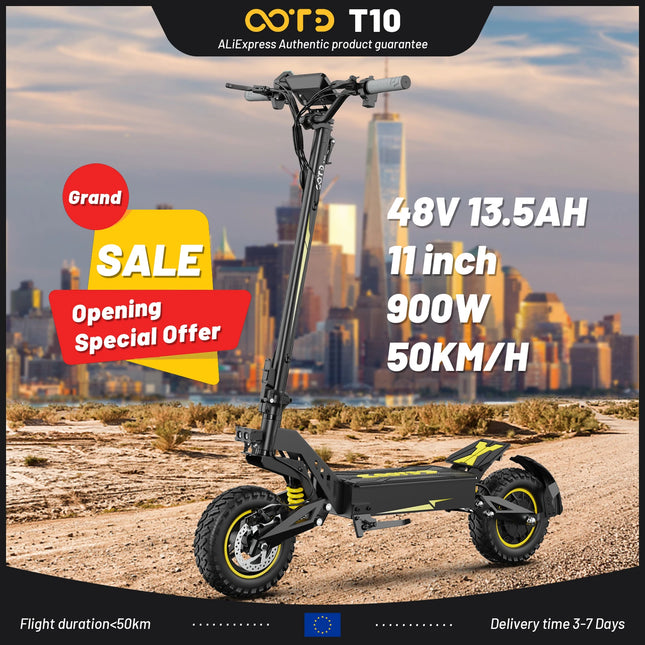 Monopattino elettrico OOTD T10 Peak Engine 900W 48V 13.5AH per città, con set LED, per ruote da 11 pollici