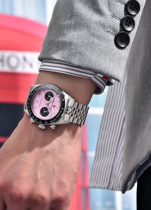 Nuovi orologi da uomo Panda DESIGN, orologio al quarzo di lusso Panda, cronografo sportivo da uomo, cronografo con vetro zaffiro, lenti AR, ceramica, leggero, impermeabile, in acciaio inossidabile, orologio da uomo, idea rega