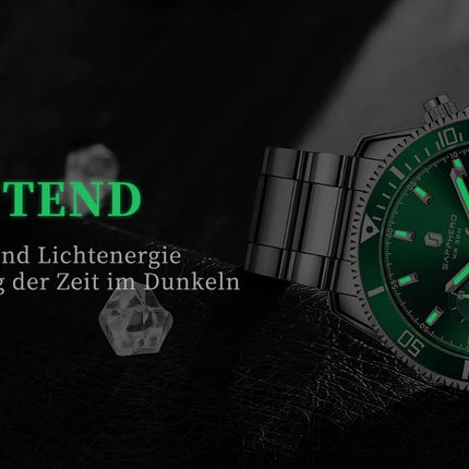 SAPPHERO Orologio Uomo Quarzo Lusso Cronografo Sport Acciaio Inossidabile Impermeabile 50M Data Luminoso Orologio Elegante Business