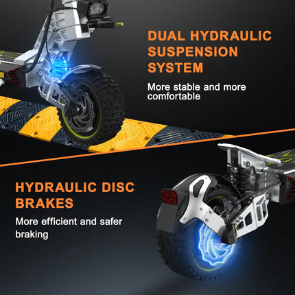 Ruitoo T3MAX Scooter elettrico Doppi motori 3200W 85 km Portata 75 km/h Velocità 60 V/28,6 Ah Motore Pneumatici fuoristrada da 10,5 pollici Pieghevoli