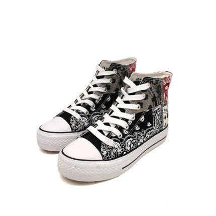Soraia Shoes Women's sneakers, Classic Canvas Sneakers, Original soraia style, Canvas Tennis with pasley Print, Canvas Tennis, Conventional Sole, Canvas sneakers with Ankle and Cordon PlatiNum