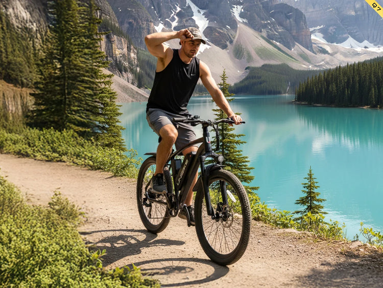Bicicletta elettrica Aairsk Q7 con motore da 250W, batteria rimovibile da 36V 10Ah, velocità massima di 25 km/h, doppia sospensione e autonomia da 45 a 75 km per carica. Bicicletta elettrica per adulti.
