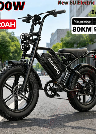Nuova Bici Elettrica POWBEN V20 2026 UE, Motore 2000W, Velocità Massima 50km/h, Batteria 52V 15Ah, Pneumatici 20×4.0, Cambio a 7 Velocità SL-TX30-7R, E-Bike per Adulti