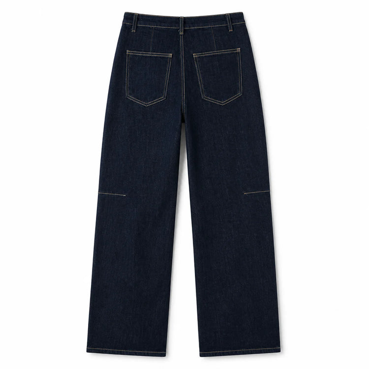 Women’s wide-leg high-waisted jeans with heart and flowers embroidery, Y2K-style cute dark blue denim trousers, fashionable casual streetwear pants, sizes XS–XL sold individually FX5309