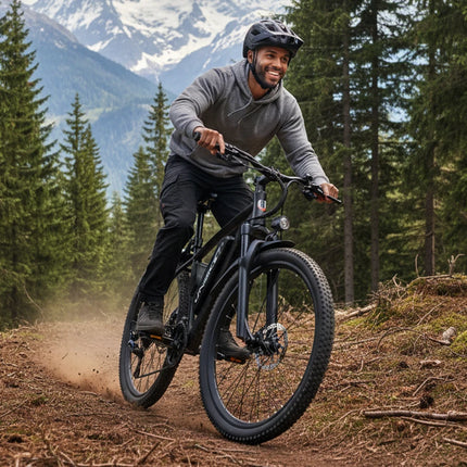 Bicicletta elettrica Aairsk Q7 con motore da 250W, batteria rimovibile da 36V 10Ah, velocità massima di 25 km/h, doppia sospensione e autonomia da 45 a 75 km per carica. Bicicletta elettrica per adulti.