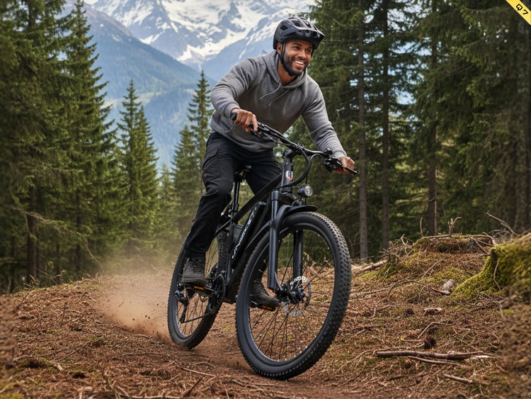 Bicicletta elettrica Aairsk Q7 con motore da 250W, batteria rimovibile da 36V 10Ah, velocità massima di 25 km/h, doppia sospensione e autonomia da 45 a 75 km per carica. Bicicletta elettrica per adulti.