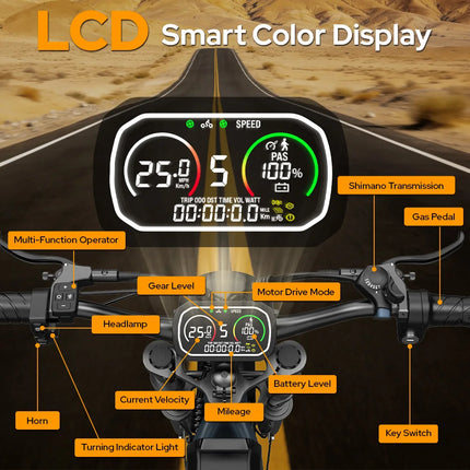Bicicletta Elettrica DEEPOWER S8 3500W Doppio Motore 48V 60Ah Doppia Batteria Bici Elettrica Fuoristrada Pneumatici Larghi 20 Pollici E-bike per Tutti i Terreni