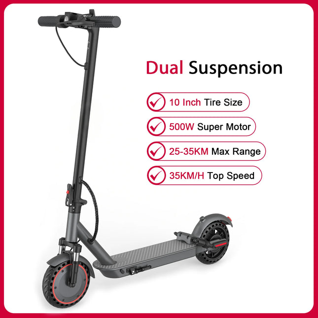 AOVOPRO LP10 Scooter elettrico a doppia assorbimento degli urti 35KM 10 pollici 35KM/H Velocità massima Cruise Control Luce a LED Monopattino elettrico