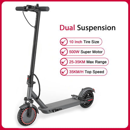 AOVOPRO LP10 Scooter elettrico a doppia assorbimento degli urti 35KM 10 pollici 35KM/H Velocità massima Cruise Control Luce a LED Monopattino elettrico