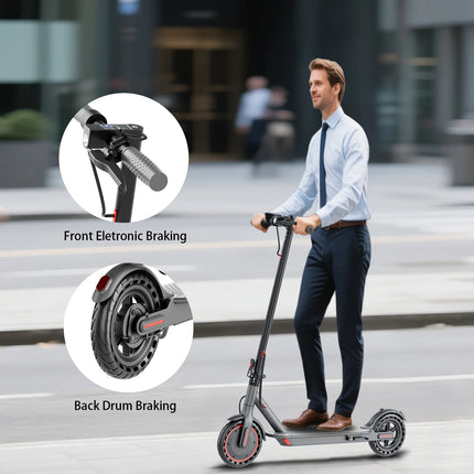 Monopattino Elettrico 350W con Velocità Massima di 30 km/h e Autonomia Fino a 32 km, Disponibile in Magazzino UE, con Pneumatici Solidi Antiscivolo da 8,5 Pollici e Luci LED per una Guida Notturna Più Sicura, Monopattino El