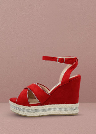 Soraia shoes Women's Glitter Stone Wedge Platform Sandal Wedge Sandal Summer Fashion Sandal PlatiNum