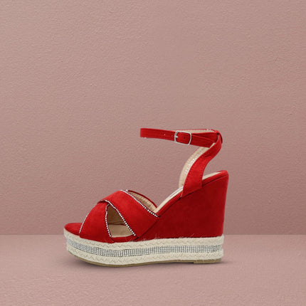 Soraia shoes Women's Glitter Stone Wedge Platform Sandal Wedge Sandal Summer Fashion Sandal PlatiNum