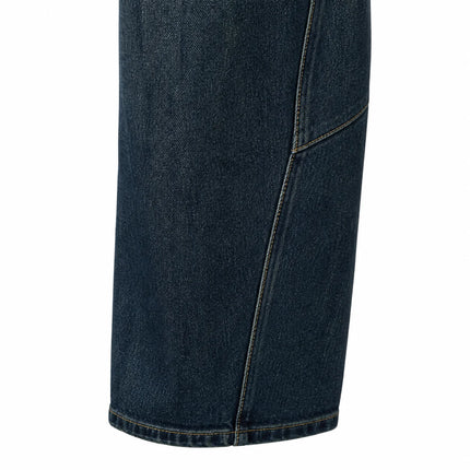Dark Blue woman Jeans Balloon High Waist Panel Stitching Denim Loose Fit Loose Pockets Urban Streetwear Casual Look Trendy Fashion Outfits Daily Outlets FX5243-5