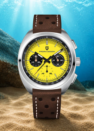 PAGANI DESIGN Nuovo Orologio da Uomo Turtle Back Cronografo al Quarzo con Vetro Zaffiro e Bracciale, Movimento Giapponese VK63, Spedizione Locale