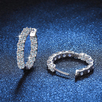 KNOBSPIN 2.6ct D Color Moissanite Earring 925 Sterling Sliver Plated White Gold Hoop Earring for Women Wedding Party Jewelry PlatiNum