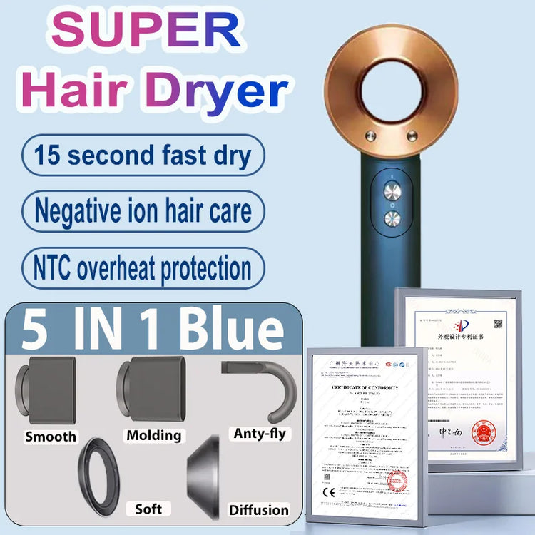 SenCiciMen 6 IN 1 Super Hair Dryer Negative Ion Hair Care Hairdryer With Auto-Wrap Curler 1600W Blow Dryer Home Appliances Tourist Styling Tools Holiday Gift Ideas for Women