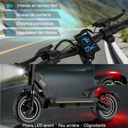 Monopattini elettrici Todimart D6 con motore da 500W (800W di picco), 48V 13Ah, velocità massima 45 km/h, autonomia 40-60 km, pieghevole, pneumatici da 10 pollici