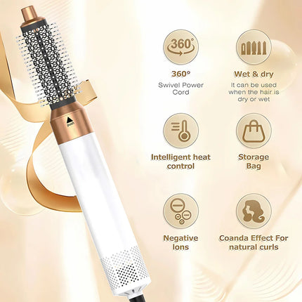 5-In-1 Hair Dryer Styling Set Professional Home Styling Tools Curling Iron Hot Air Comb Straightener Multifunctional Hair Salon