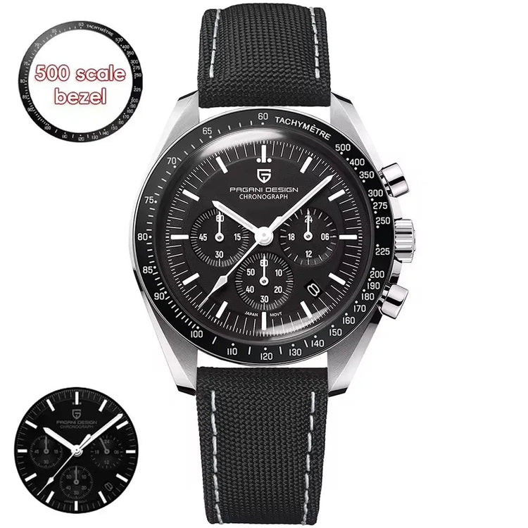 Orologi da uomo PAGANI DESIGN Moon, orologi da polso al quarzo di lusso di alta gamma, cronografo sportivo, orologio da uomo con specchio in vetro zaffiro AR, impermeabile, leggero, vetro in ceramica, regalo alla moda per uom